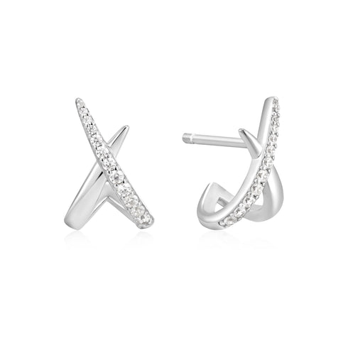 Silver Kiss Polished Pave Studs | Ania Haie Australia